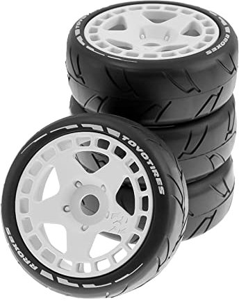 LOVIVER 4X RC Car Nabe Felge Und Reifen 1:8 1:7 Gummi für RC Road Buggy Car, Weiß