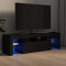 homiuse Meuble TV avec Lumières LED Noir 140x36,5x40 cm Bois d'ingénierie Support de TV Espace de Stockage Suffisant Meuble HiFi Table TV Meuble Télévision pour Salon Chambre Armoire TV