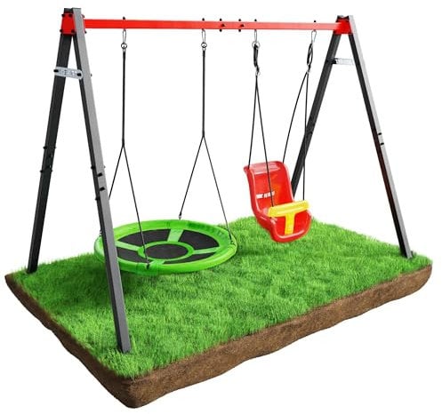 K-Sport: Columpio Doble (Metal) con Columpio DE BEBÉ y Nido I Estructura de Columpio cargable hasta 150 kg I Estable y Seguro I Columpio de jardín para niños I Made in EU I