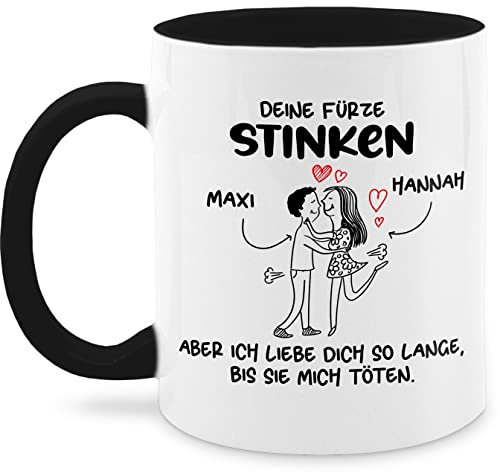 Tasse Tassen 325ml - Partner Freund & Freundin - Deine Fürze stinken I Paar Geschenke Pärchen Valentinstag - 325 ml - Schwarz - tee partnertassen liebeserklärung furz kaffeetasse personalisierte