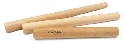 rewoodo Nudelholz Teigroller 3 Stück 20 cm, 30 cm und 40 cm aus Buche mit Walnussöl veredelt Premium Küchenutensil aus Deutschland