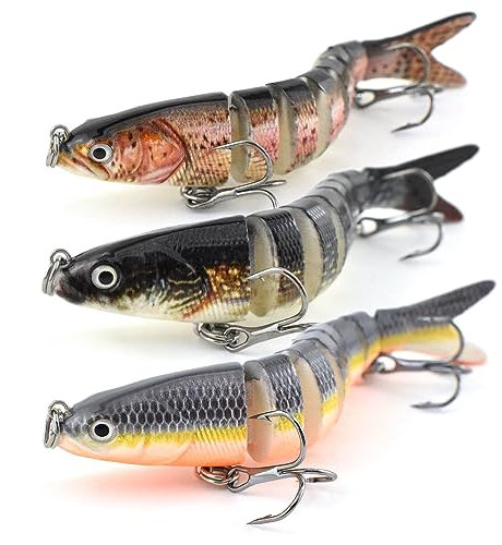 Wobbler Set Jerkbait Angelköder Kunstköder Fisch Angeln Forellen köder Swimbait Angelset für Hecht Barsch Zander mit 2 Drillingshaken und Fischköder Box
