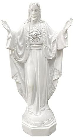 JISADER Jesus Christus Statue, 3D Jesus Christus Figur, Christus Statue Heilige Vater Jesus, Jesus Statue Figurine Religious Collection, Resin Jesus Joseph Statue für Schreibtisch Regal, Weiß