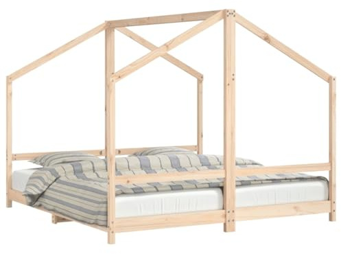 vidaXL Kinderbett, Bett Bettgestell mit Lattenrost, Hausbett Doppelbett für Kinder ab 4 Jahren, Holzbett Kleinkinderbett, 2X(90x190) cm Massivholz Kiefer