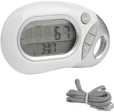 YUNYODA Podomètre numérique 3D avec clip et grand écran - Podomètre simple pour traqueur de fitness - Portable - Mini compteur électronique pour la marche, la course, l'activité - Blanc