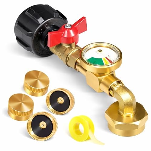 Detoypapa Propangas-Nachfülladapter, Propangas-Tankadapter für nachfüllbaren Propangaszylinder 0,5 kg, Propangasadapter 9,1 kg auf 0,5 kg Konverter, 90-Grad-Winkel-Design