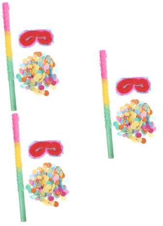Toyvian 3 Sätze Pinata-zubehör Donut-spielzeug Stock Schlagen Pinata-kostüm Pinata-fledermaus Und Augenbinde Partybrille Katze Piñata Party Konfetti Kuh-piñata Kind Karton Baseball Papier