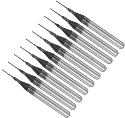 CoCud End Mill CNC Router Bits, 1/8 Shank 4mm Cutting 0.5mm Dia, Diamond Film Tungsten Carbide Milling Cutter Right Hand - (Applications: for CNC Drilling Engraving), 10-Pieces