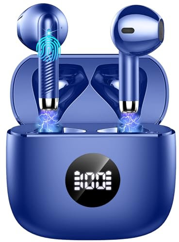 Wireless Earbuds, Bluetooth 5.4 Headphones in Ear with 4 ENC Noise Cancelling Mic, Bluetooth Earbuds 40Hrs Playtime, Wireless Earphones HiFi Stereo Deep Bass, IP7 Waterproof, USB-C Fast Charge Blue