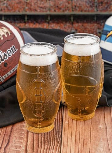 G-Sports Football Glas 2-er Set für Footballfans Geschenk Super Bowl, fühlbare Naht, 625 ml Fassungsvolumen passend zur NFL XFL Trinkgläser American Football Gameday Highlight