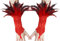 YUNHENTONG Federhandschuhe Damen Halloween, 1 Paar Vintage Fingerlos Federmanschetten Gothic Lang Spitzen Feder Handschuhe für Halloween Rollenspiele Kostüm Dekoration, Partys, Hochzeiten (Rot)