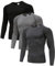 3er PackCompression Shirts für Männer Langarm Herren Running Top Quick Dry Base Layer Tops für Gym Sport Fitness Workout Schwarz/Grau/Charcoal-S