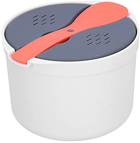 Microwave Rice Cooker, Microwavable Rice Cooker Microwave Pasta Cooker with Heat Resistance 2 Layer Microwave Oven Rice for Rice Scoop, Strainer, Lid,