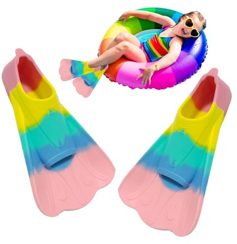 EventerdePalmes De Natation en Silicone pour Enfant, Palmes Courtes pour Enfant, Palmes D'entraînement, Entraînement De Natation pour Enfant, Palmes De Plongée pour Le Snorkeling, La Natation