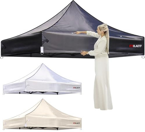CLAETF 10x10 Canopy Replacement Top,Pop Up Canopy with 8 Drainage Holes,Canopy Tent Top Cover for Outdoor,Garden,Patio,Pavilion,Sun Shade.(TOP Only) (Black)