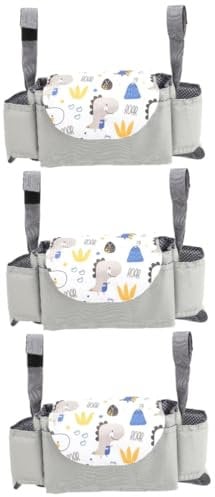ifundom 3stücke Babywagen Organizer Mit Flaschenhalter Multifunktionale Wickeltasche Für Babyzubehör Für Kinderwagen Und Ausflüge Praktisch Und Platzsparend Hellgrau