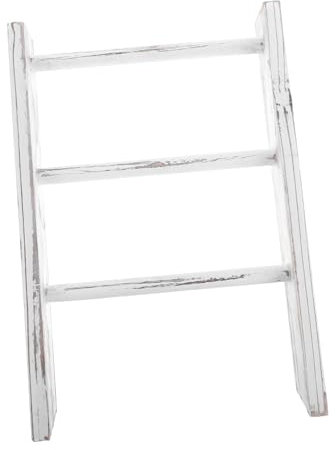 Amosfun Mini Scaletta Porta Asciugamani in Stile Rustico Bianca Scala Portasciugamani Bagno e Cucina Multifunzionale Supporto Compatto Per Strofinacci e Decorazione Country Accesso Rapido