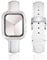BINLUN Leather Strap Compatible with Apple Watch 45mm 44mm 41mm 40mm Women Leather Band with Glitter Diamond Rhinestone Case Compatible with iWatch Series 9/8/7/SE2/SE/6/5/4（45mm, White）