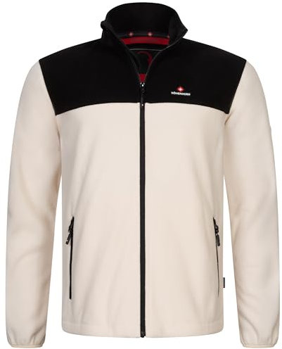 Höhenhorn Badus - Giacca in pile da uomo in micropile Full Zip Troyer Outdoor Trekking, Beige/nero, M