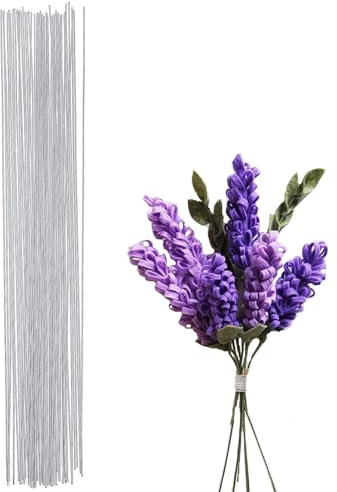 POPOYU 50 unidades de alambre para floristas de 40 cm, 1 mm, alambre de flores blanco, alambre para manualidades, alambre de flores, alambre fino, alambre para floristería, alambre de papel para