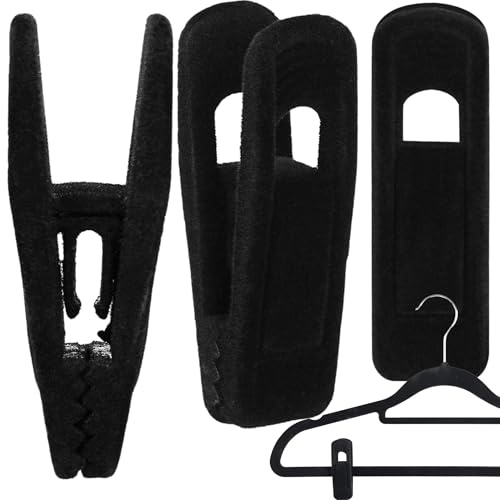 Panzy Home Velvet Hangers Clips, Black Pants Hangers Clips for Velvet Flocked Hangers Trousers & Skirts, Removable Clothes Clips (36, Black)
