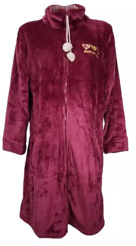 dolcecasabiancheria Vestaglia invernale donna in pile coral taglie maxi forti calibrate cdm177 Prugna 2XL