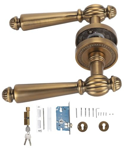 RIZGHWOY Quiet Antique Bronze Bedroom Lock Sturdy Copper with Noise Reduction Technology Door Handle with Oil Rubbed Bronze Finish for Safety and Privacy