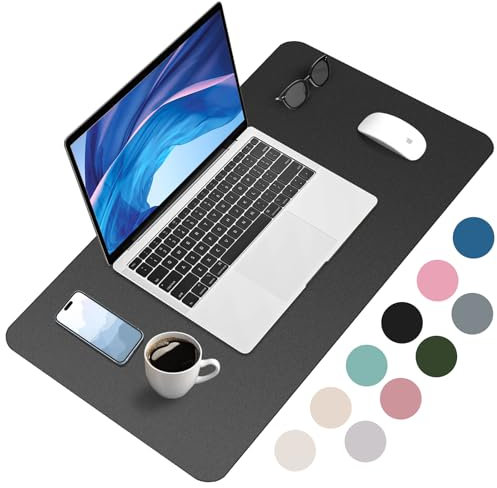 Zanfqvo Schreibtischunterlage 90x43cm - Mauspad XXL aus PU-Leder, Wasserdicht und rutschfest - Multifunktionales schreibunterlagen - tischunterlage für Büro/Home/Laptop (Schwarz)