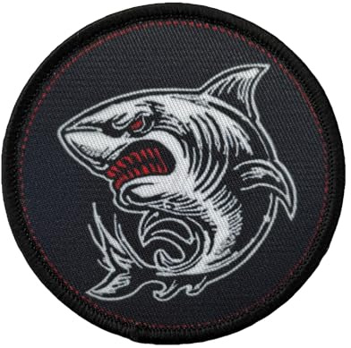 Patches Klett Wilder Hai Aufnäher Mit Klettverschluss, Drucken Taktische Moral Aufnäher Applikation Klettbänder für Rucksäcke Kleidung Taschen Uniform Weste