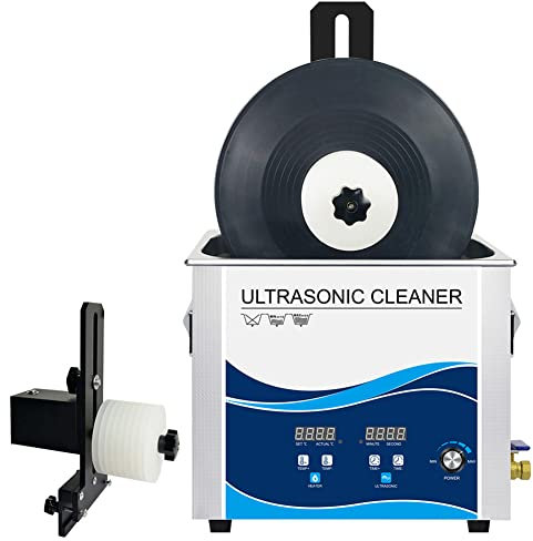 FLNOZAMZ 6.5L Ultrasonic Vinyl Record Cleaner Adjustable Power Heated Vinyl Record Cleaning System with Degas, Adjustable Temperature and Timing (Black)