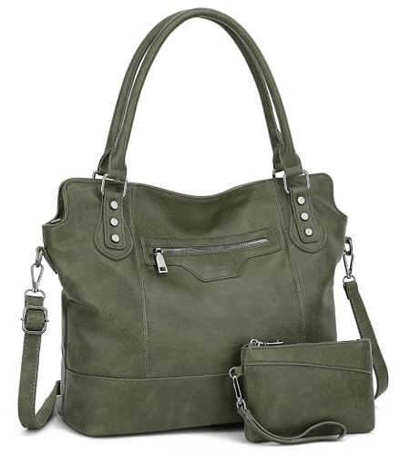 TANTOMI Tote Handbags for Women Hobo Bags for Women Large Crossbody Purses Shoulder Bags with Adjustable Strap, Dark Green, One Size
