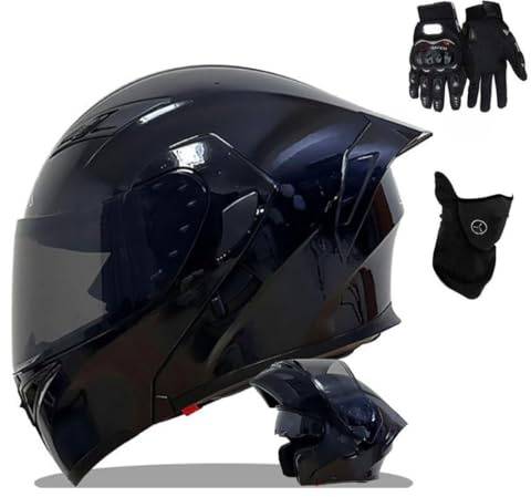 Motorradhelm Vollvisierhelm Klapphelm mit Doppelter Sonnenblende, Modularer Helm Für Erwachsene Moped(C2,M(55~56CM))
