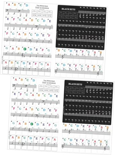 Toyvian 2 Sätze Abnehmbare Klaviertastatur aufkleber für Anfänger Praktische Elektronische Keyboard notenaufkleber Leicht zu Kleben und Rückstandsfrei Entfernbar Geeignet für Tasten