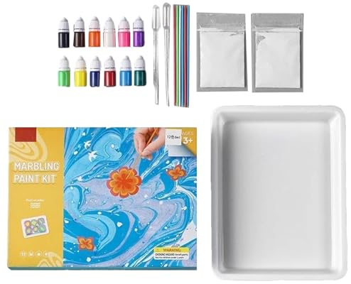 Ensemble De Peinture Marbrée À L'eau – Acrylique 29x22x6cm | Kit D'art Marbré, Peinture Sur Fournitures D'artisanat Aquatique | Pour Garçons Filles Âgés De 6 7 8 9 10 Ans, Noël, Thanksgiving,