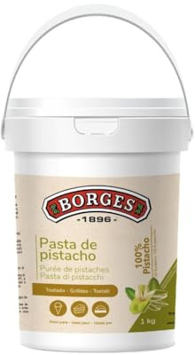 Borges Professional - Pasta de Pistacho 100% 1kg Pistacho Tostado Puro, Sin Azúcares Añadidos para Repostería, Heladería y Uso Cotidiano en Casa