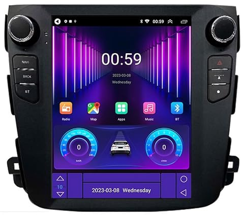 Android 15 9.7 Zoll HD Bildschirm Doppel Din Autoradio Mit GPS Navi Für Mitsubishi Outlander xl 2 CW0W 2005-2011 Androides Autoradio GPS Unterstützen DAB+ Lenkradsteuerung 4G WiFi Bluetooth Carplay