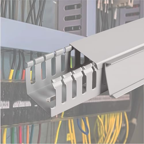 Cable Trunking Raceway Kit, Grey PVC Cable Trunking With Open Slot Raceway Multiple Sizes 10-30 pcs(16 PCS,W 60 MM H 40 MM)