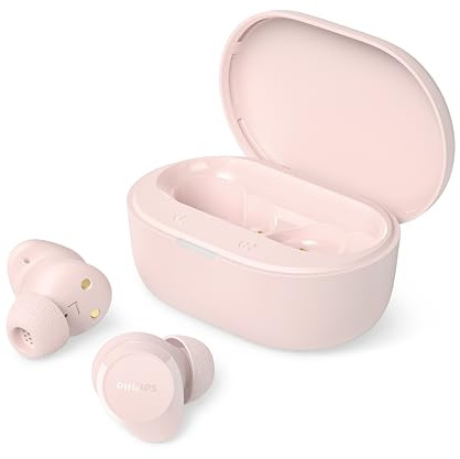Philips TAT2100PK Auricolari True Wireless Bluetooth 6.0, 36 ore di riproduzione, 4 mic per chiamate chiare, Resistenza agli schizzi IPX4, Alloggiamento tascabile per la ricarica, Rosa