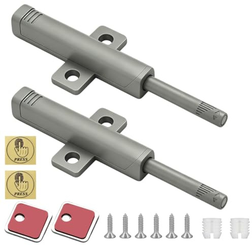 2PCS Push to Open Door Catches Heavy Duty Magnetic Push Open Latch | Spring Release Touch Latch, Magnetic Powerful 48N, Soft Close Door Damper, For Large Wardrobe Closet Kitchen Cupboard