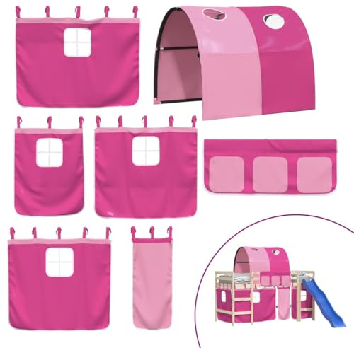 Generisch Vorhänge für Hochbett mit Tunnel Rosa Polyester,Möbel,Betten Zubehör,Bett- Bettrahmenzubehör-835918