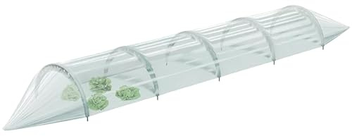 KOTARBAU® Niedriger Folientunnel, Mini Gewächshaus 30 x 240 cm, PVC | Foliengewächshaus für Erdbeeren & Salat, Gewächshausfolie + Bögen, Robust & Langlebig, PVC, Grün