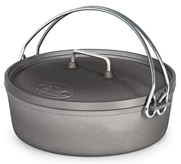 GSI Outdoors 10-Inch Hard Anodized Dutch Oven | Heavy-Duty, Non-Reactive, Rust-Free | Perfect for Open Fire, Camp Coals, Home Oven Use | Dutch Oven for Sourdough Bread, Stews, Soups and More