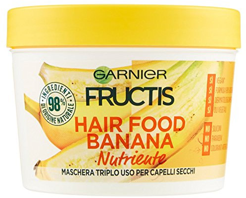 Fructis Hair Food Banana Maschera 3-in-1 mit veganer Formel per Capelli Secchi - 390 ml