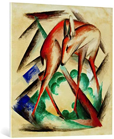 kunst für alle Leinwandbild: Franz Marc REH Rotes REH - hochwertiger Druck, Leinwand auf Keilrahmen, Bild fertig zum Aufhängen, 90x100 cm