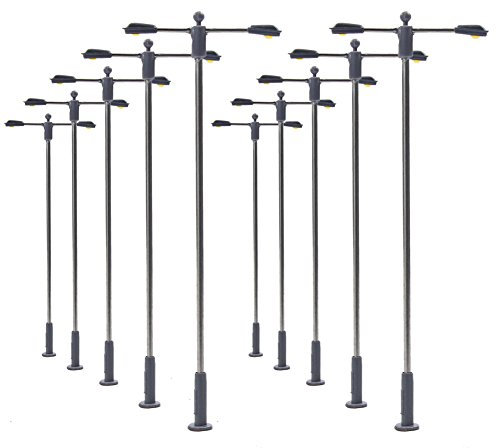 Evemodel LQS11 10 STK. Doppelt Peitschenlampen LED 80mm Spur TT / N Straßenlampen Flexible Höhe