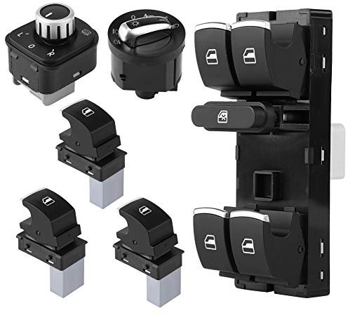 Steuerknopf, 6 Stück, Chrom, Scheinwerfer-Scheinwerfer, Fenster, Spiegelschalter-Set für B6 MK5 MK6