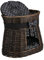 e-wicker24 Tierkorb Ovale dunkelbraune Katzenhütte Katzenkorb aus Weide Korb für die Katze mit Zwei Etagen Katzenlager mit Kissen Katzenturm 50x40 H45 (Schwarz 2)