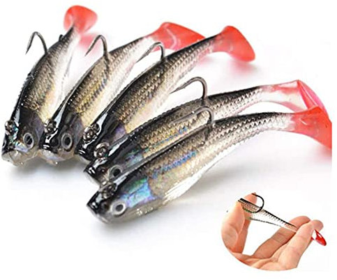 5Pcs Fishing Lures,3D Eyes Soft Fishing Lure Single Hook Baits Artificial Bait (2A)