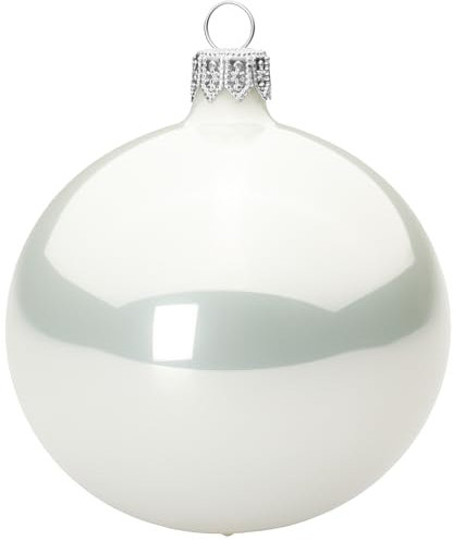 Sikora Essentials Klassische Christbaumkugeln aus Glas - Hochglanz - 6 Farben 3 Größen Premium Qualität, Farbe/Modell:Weiss Hochglanz 3er Set, Höhe in cm:8 cm