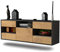 Dekati Lowboard St. Louis hängend (136x47x35cm) Korpus anthrazit matt - Front Holz-Design Eiche - Push to Open - hochwertige Leichtlaufschienen